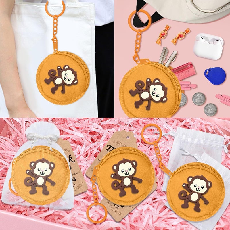Elecrainbow 15 Pack Monkey Mini Coin Purse with Keyring for Monkey Themed,Mammal Animals,Jungle Animal,Forest,Baby Shower Wild ONE Party Supplies,Khaki - Image 3